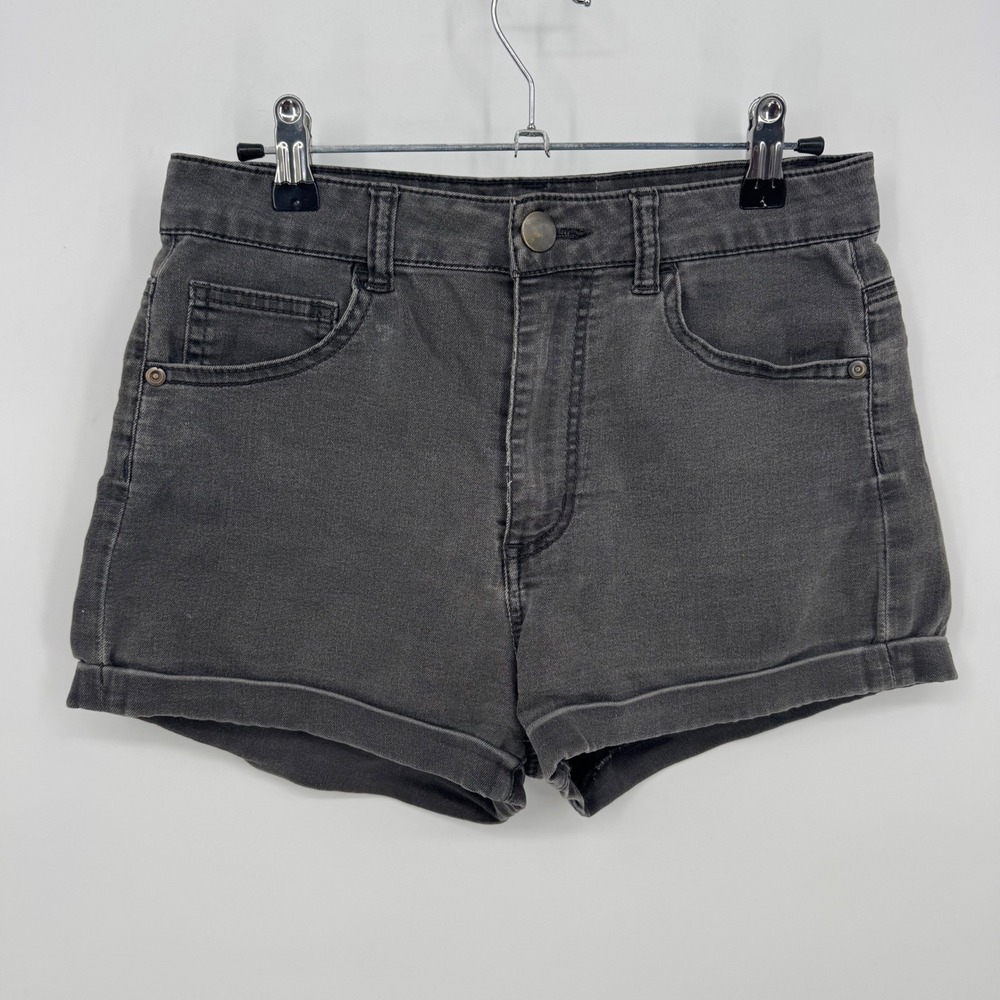 Forever 21 Womens Size 27 faded black Denim High Waisted‎ Shorts Cuffed